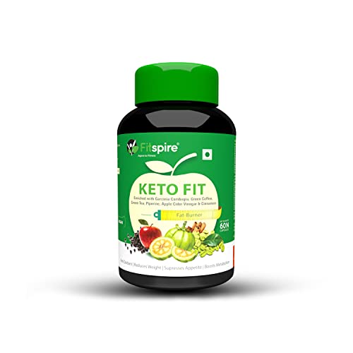 Fitspire KETO FIT 100% வீகன் எடை மேலாண்மை காப்ஸ்யூல்கள் - 60 கேப்ஸ் | எடை இழப்பு துணை | கெட்டோ கேப்ஸில் கிரீன் டீ மற்றும் கிரீன் காபி சாறுகள் மற்றும் ஆப்பிள் சைடர் வினிகருடன் நச்சுத்தன்மை உள்ளது