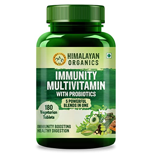 Himalayan Organics Immunity Multivitamin With Probiotics | B1 B2 B3 B5 B6 B12 A E k D3 Zinc  Giloy  Calcium | Boost Energy | Good For Bone  Joints  Hair & Skin -180 Veg Tablets