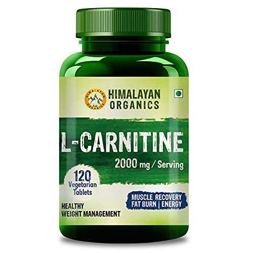 Himalayan Organic L Carnitine 2000 Mg | Healthy Weight Management | Supports Muscle Recovery  Boost Energy & Fat Burn-120 Vegetarian Tablets