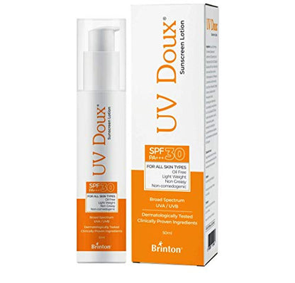 எண்ணெய் இல்லாத ஃபார்முலாவில் SPF 30 உடன் பிரின்டன் UvDoux சன்ஸ்கிரீன் லோஷன்| குறைந்த எடை மற்றும் க்ரீஸ் அல்லாத சன்ஸ்கிரீன்|UVA/UVB கதிர்களுக்கு எதிரான பாதுகாப்பு| அனைத்து தோல் வகைகளுக்கும் - 50 எம்.எல்