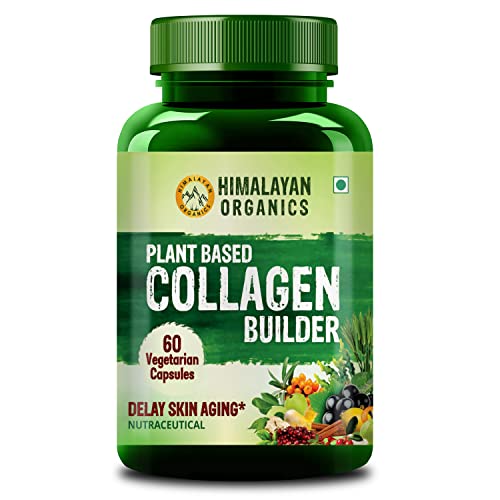 Himalayan Organics Plant Based Collagen Builder for Hair and Skin with Biotin and Vitamin C - 60 Veg Capsules