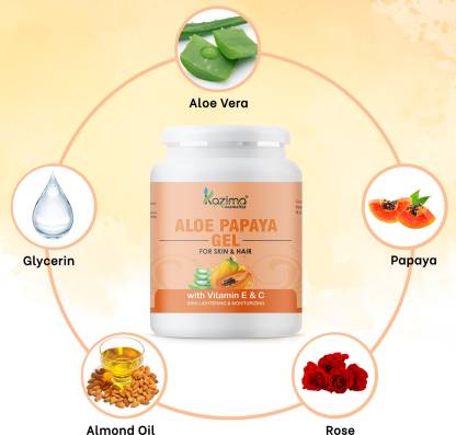 KAZIMA Aloe Papaya Gel with Aloe Vera Papaya & Vitamin C E for Face Skin & Hair  (1 kg)