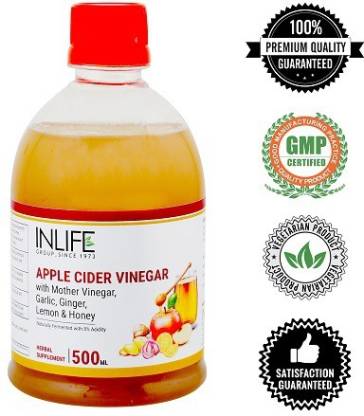 Inlife Apple Cider Vinegar with Garlic  Ginger  Lemon  Honey and Mother of Vinegar  (500 ml)