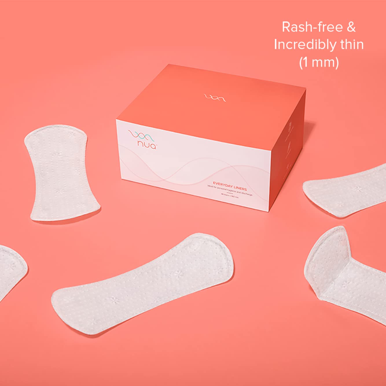 Nua Everyday Panty Liners (Pack of 48) || Super Thin (1mm) Panty Liners || Rash-Free and Toxin-Free || Soft Comfortable Top Layer Pantyliner