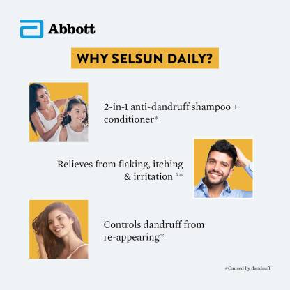 செல்சன் டெய்லி பொடுகு எதிர்ப்பு ஷாம்பு பொடுகு செதில்களை நீக்குகிறது பொடுகு தொடர்பான அரிப்புகளில் இருந்து விடுவிக்கிறது நிலைமைகள் முடி (120 மிலி)