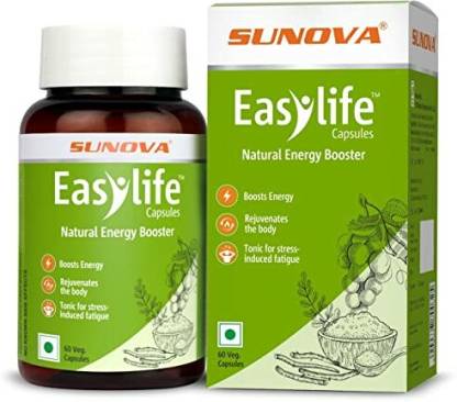 SUNOVA Easylife - मोरिंगा स्पिरुलिना अश्वगंधा अंगूर बीज गोक्षुरा (60 कैप्सूल)