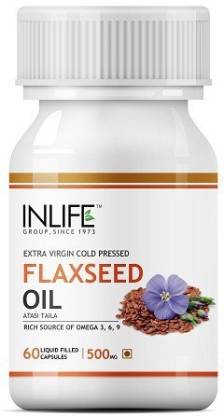 Inlife Flaxseed Oil Extra Virgin Cold Presed 500 mg - 60 Capsules (60 Capsules)