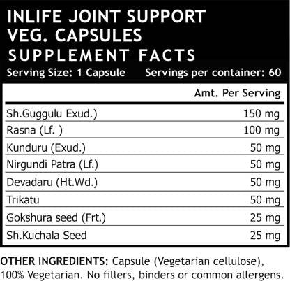 Inlife Joint Support Health Supplement 500 mg - 60 Vegetarian Capsules (60 No)