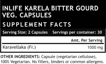 Inlife Karela Supplement 500 mg - Vegetarian Capsules  (60 No)