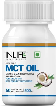 Inlife Pure MCT Oil C8 C10 Keto Diet Friendly Advanced Product 500mg - 60 Veg Caps