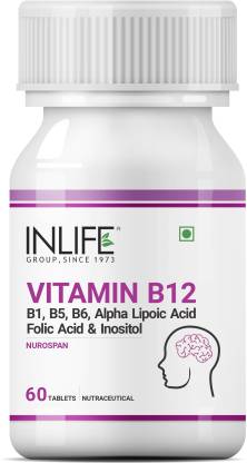 Inlife Vitamin B12 1500mcg with B1  B5  B6  Alpha Lipoic Acid ALA - 60 Tablets  (60 Tablets)