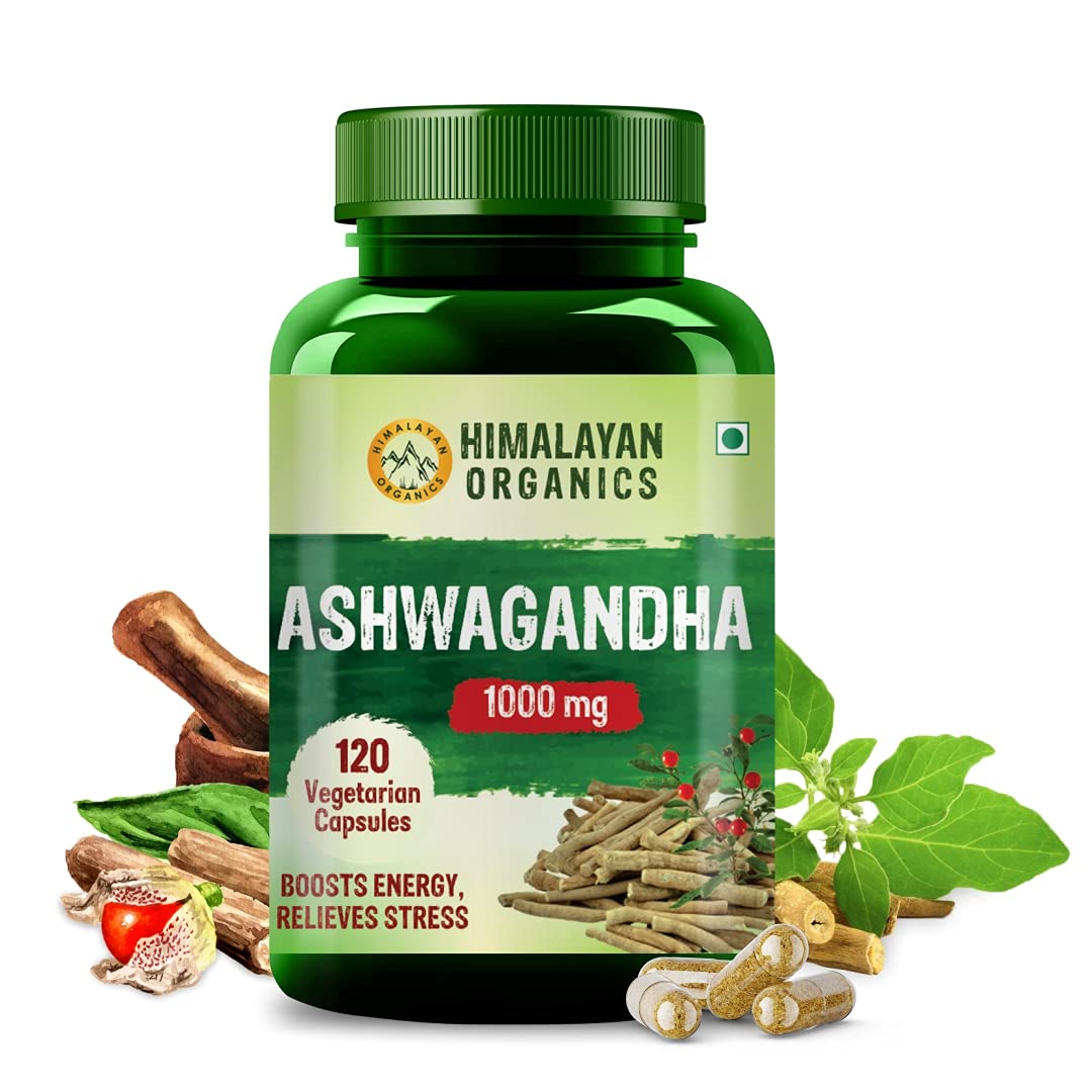 Himalayan Organics Organic Ashwagandha || 1000mg Serve || Anxiety & Stress Relief || Energy & Endurance || 120 Veg Capsules