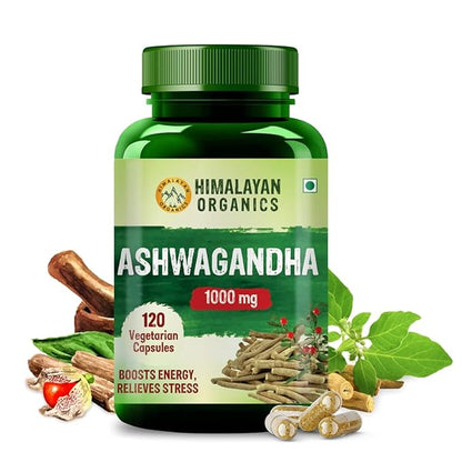 Himalayan Organics Organic Ashwagandha || 1000mg Serve || Anxiety & Stress Relief || Energy & Endurance || 120 Veg Capsules