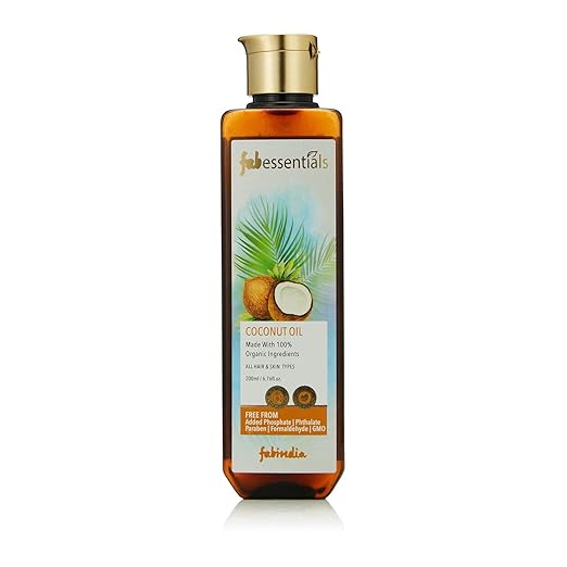 Fabessentials Coconut Oil | made with 100% Organic Ingredients |can be used as a Body Moisturiser  Hair Mask  Lip Oil  Makeup Remover  Dry Shave Oil  Baby Oil  Massage Oil and more - 200 ml