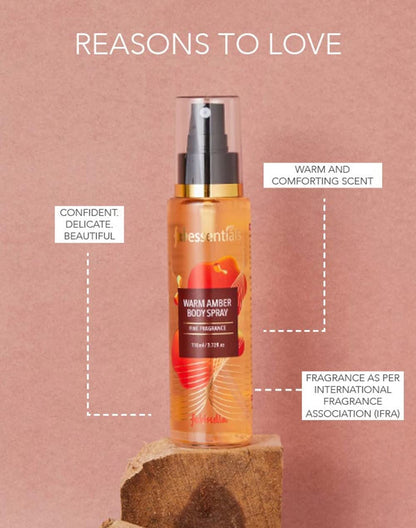 Fabessentials Warm Amber Body Spray | Fine Fragrance for Refreshing Energising & Rejuvenating Skin All-Day Long - 110 ml