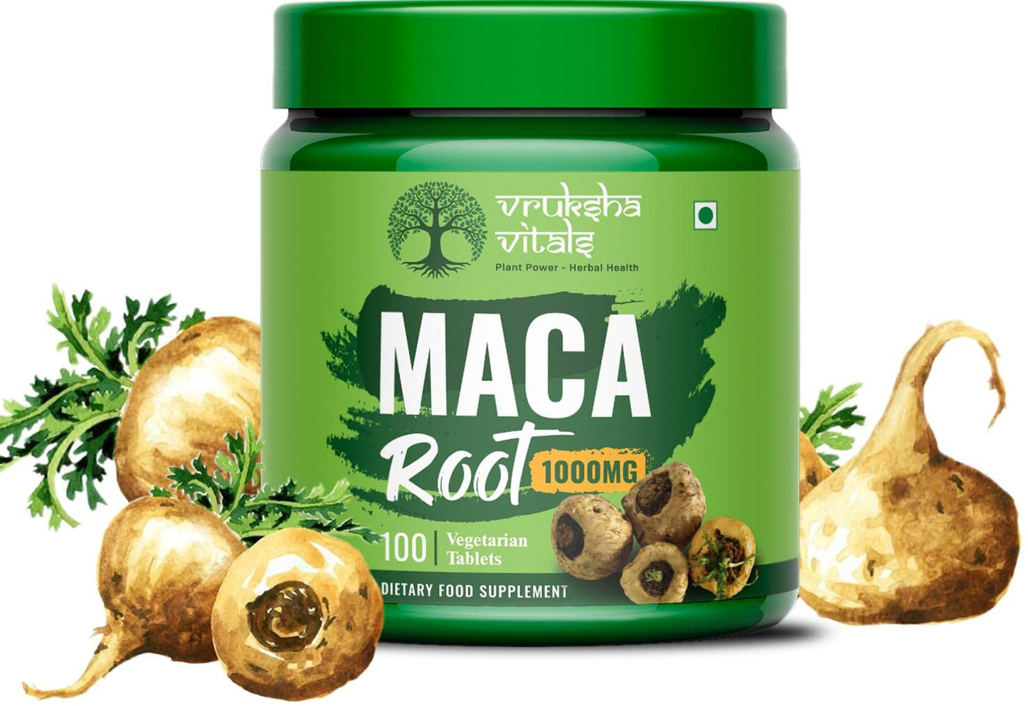 Vruksha Vitals Maca Root Extract 1000 mg per Tablet - 100 மாத்திரைகள் / காப்ஸ்யூல்கள்