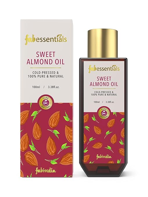 Fabessentials Sweet Almond Oil | Cold-Pressed & 100% Pure & Natural | Multipurpose oil for Body & Hair | Nourishes skin | Deep Conditioning for Hair - 100 ml