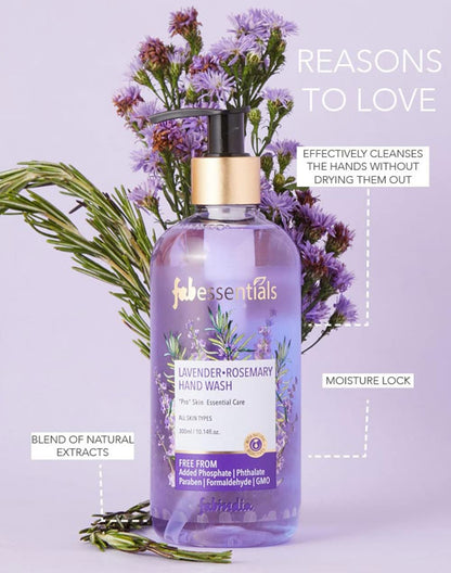 Fabessentials Lavender Rosemary Hand Wash | with Natural Bioactives | Cleanses Hands without Drying & Stripping away Moisture - 300 ml