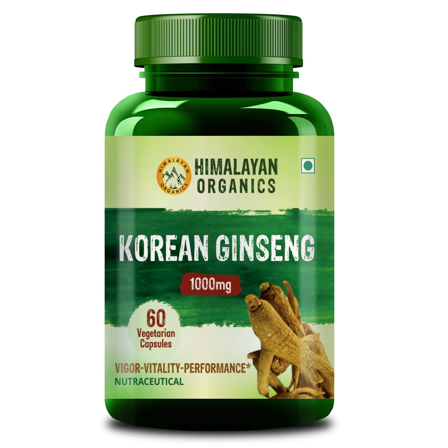 Himalayan Organic Korean Red Ginseng 1000mg For Men | Supports Brain Function Boosts ImmunityEnergy & Focus-60 Vegetarian Capsules