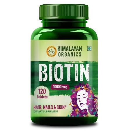 Himalayan Organics Biotin 10000mcg for Hair Growth Tablets - 120