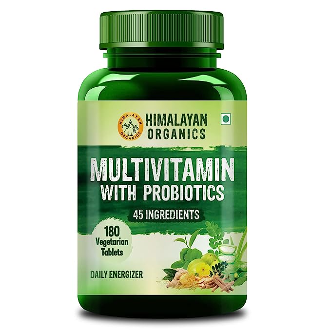 Himalayan Organics Multivitamin with Probiotics - 45 Ingredients for Men & Women with Vitamin C  D  E  B3  B12  Zinc  Giloy & Biotin (180 Tablets)