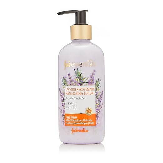 Fabessentials Lavender Rosemary Hand & Body Lotion | enriched with Shea Butter & Cocoa Seed Butter | Moisturises & Softens Rough Skin Hand & Nail Cuticles - 300 ml