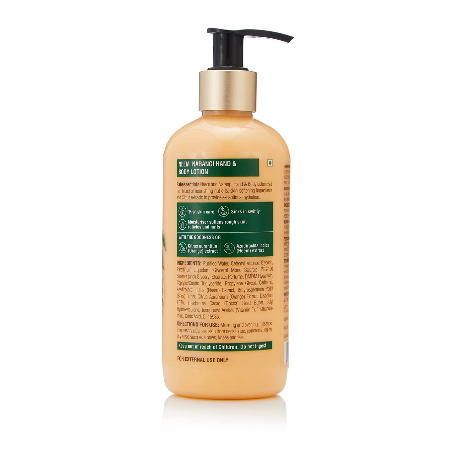 Fabessentials Neem Narangi Hand & Body Lotion | infused with Shea Butter & Cocoa Seed Butter | Moisturises & Softens Rough Skin Hand & Nail Cuticles - 300 ml