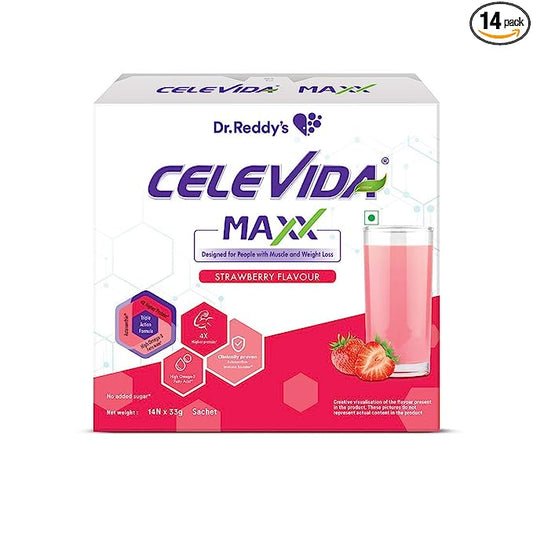 Celevida Maxx- Strawberry flavour- 33 gms Sachets of 14 such ( BIB )