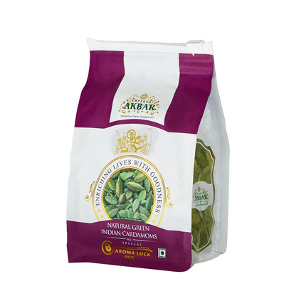 Emperor Akbar Alleppey Green 100g Whole Cardamom (Elaichi) Superior Aroma-lock Pack (Purple Grade - 8mm above)