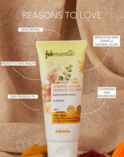 Fabessentials Turmeric Saffron Marigold Face Wash | for Supple Toned and Youthful skin | Skin Brightening & Glow Boosting - 100 gm