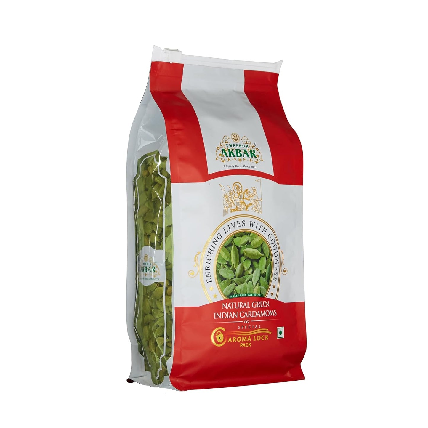 Emperor Akbar Alleppey Green 250g Whole Cardamom (Elaichi) Superior Aroma-lock Pack (Red Grade - 6 to 7mm)