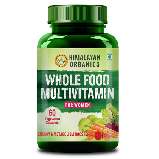 Himalayan Organics Whole Food Multivitamin For Women With Vitamin B1  B2  B3  B5  B6  B7  B9  B12  A  C  D  E  Calcium  Magnesium  Zinc | Smooth Digestion | Good For Brain & Bone Health | Boost Energy - 60 Veg Capsules