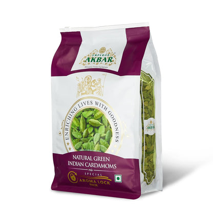 Emperor Akbar Alleppey Green 1kg Whole Cardamom (Elaichi) Superior Aroma-lock Pack (Purple Grade - 8mm above)