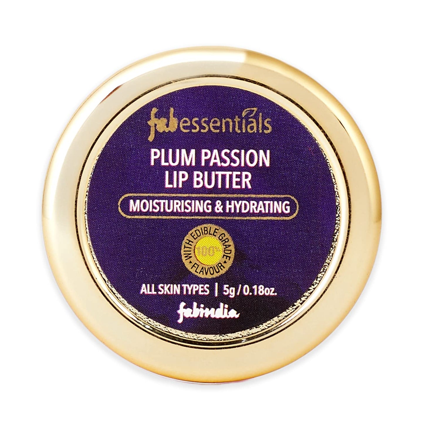 Fabessentials Plum Passion Lip Butter | infused with Shea Butter & Bees Wax | with 100% Edible Grade Flavour & No Artificial Fragrance | for Instant Light Weight Lip Moisturisation - 5 gm