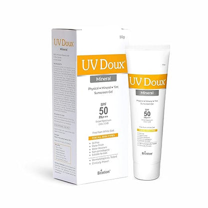 Brinton UV Doux Mineral Sunscreen Gel SPF 50 PA+++ Tinted|No White Cast|Water Resistant - SPF 50 PA+++  (50 g)