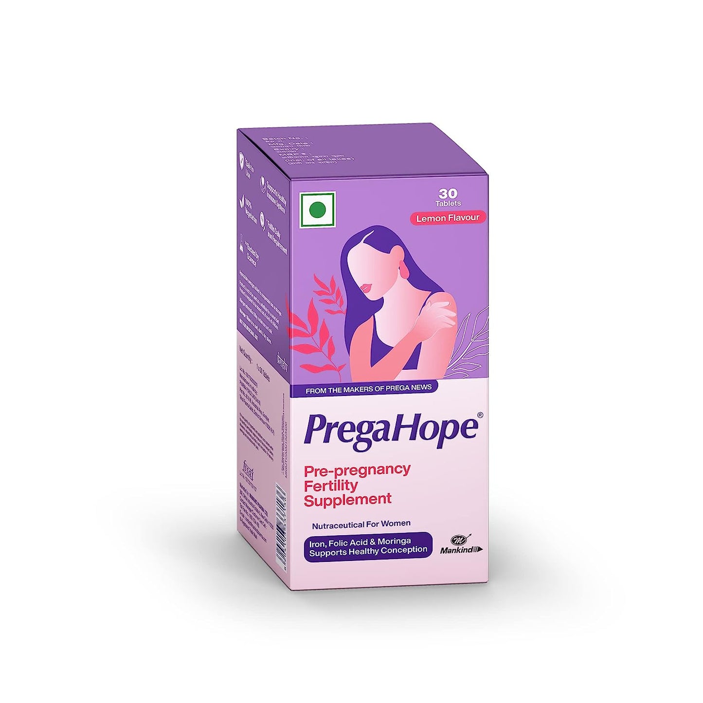 PregaHope Pre-pregnancy Fertility Supplement with Iron  Folic Acid & Moringa | 30 Tab