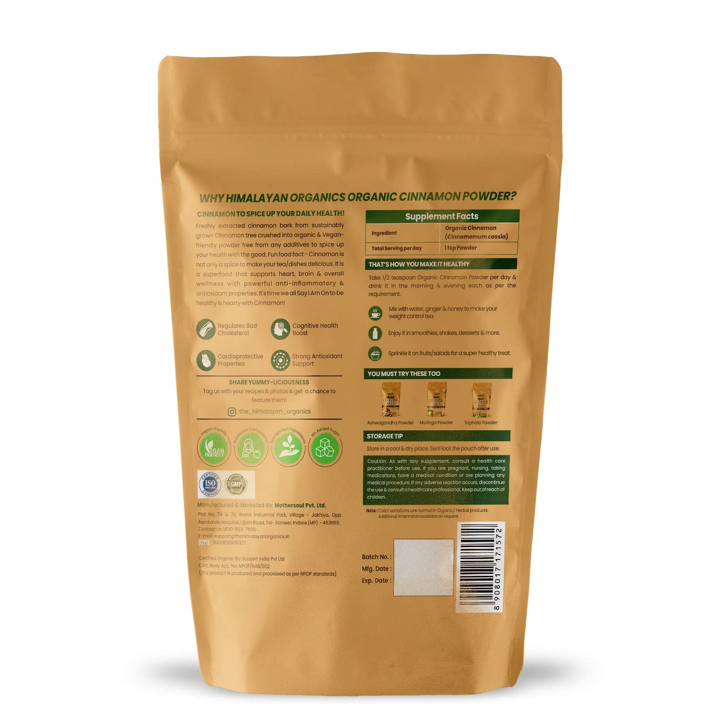 Himalayan Organics Organic Cinnamon/Dalchini Powder | Heart Support Cognition Good Cholesterol (350 grams)