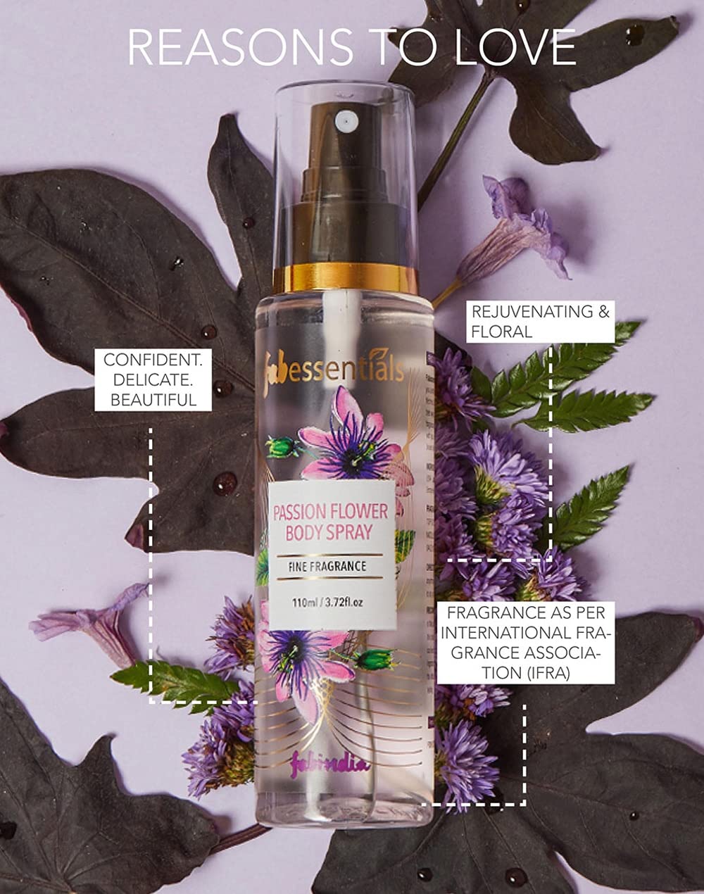 Fabessentials Passion Flower Body Spray | Fine Fragrance for Refreshing Energising & Rejuvenating Skin All-Day Long - 110 ml