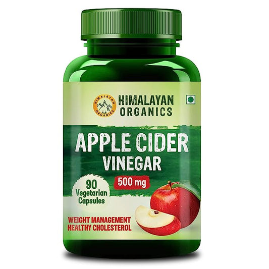 Himalayan Organics Apple Cider Vinegar 500mg Supplement for Weight Loss Management  Boost Energy | Improves Cholesterol Levels & Supports Digestive Health -90 Veg Capsules