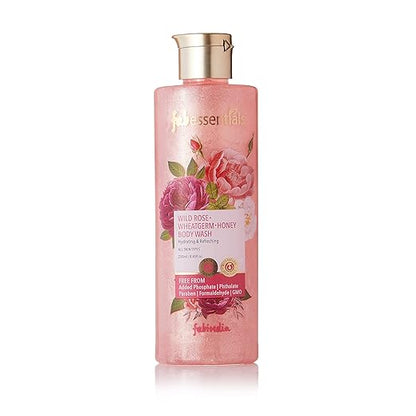 Fabessentials Wild Rose Wheatgerm Honey Body Wash | with Almond Oil Wheatgerm Oil Honey Extract | Refreshes Hydrates Nourishes & Softens Skin - 250 ml