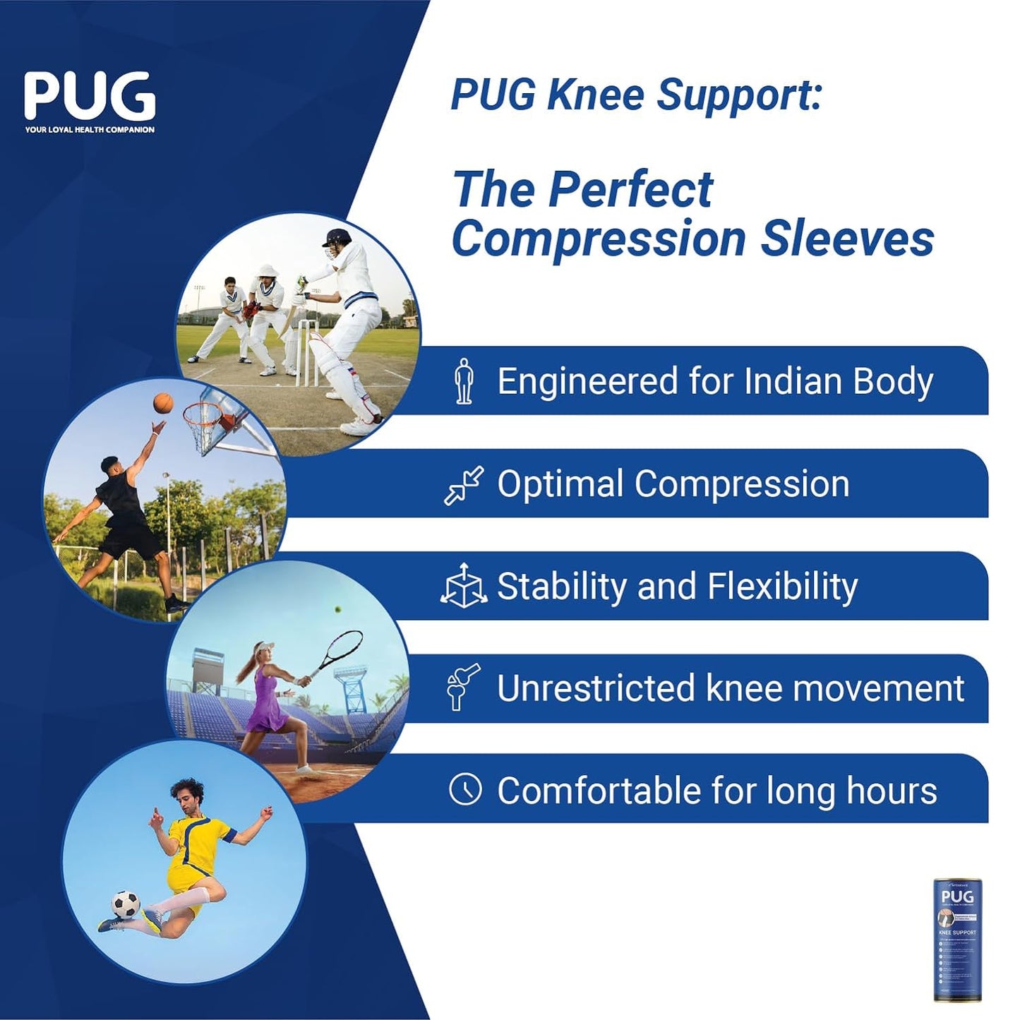 PUG Knee Support 1 Pair Size S Pack of 1