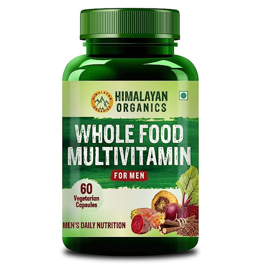 Himalayan Organics Whole Food Multivitamin For Men With B1 B2 B3 B5 B6 B7 B9 & B12 | Boost Energy And Immunity | Good for Brain  Heart & Eye Health- 60 Vegetarian Capsules