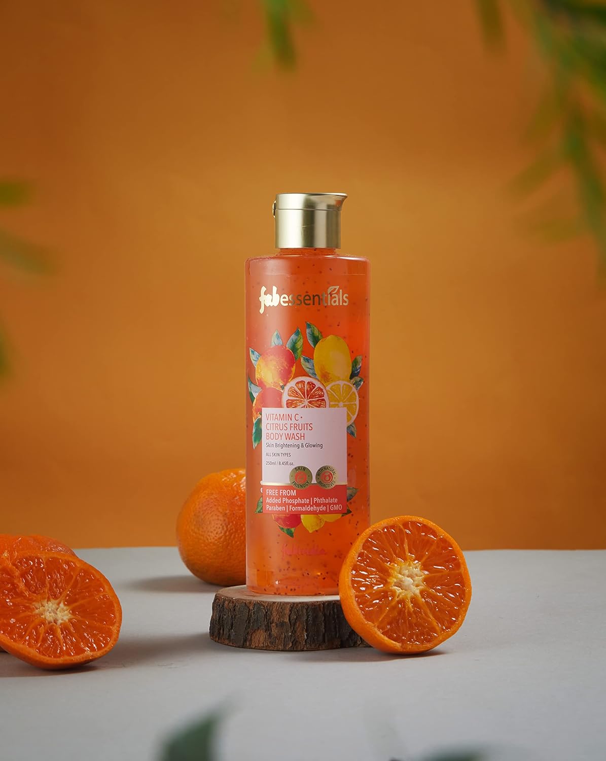 Fabessentials Vitamin C Citrus Fruits Body Wash | with Orange Oil Lemon Amla & Apricot Seed | for Deep Cleansing Energising Brightening & Radiant Glow - 250 ml