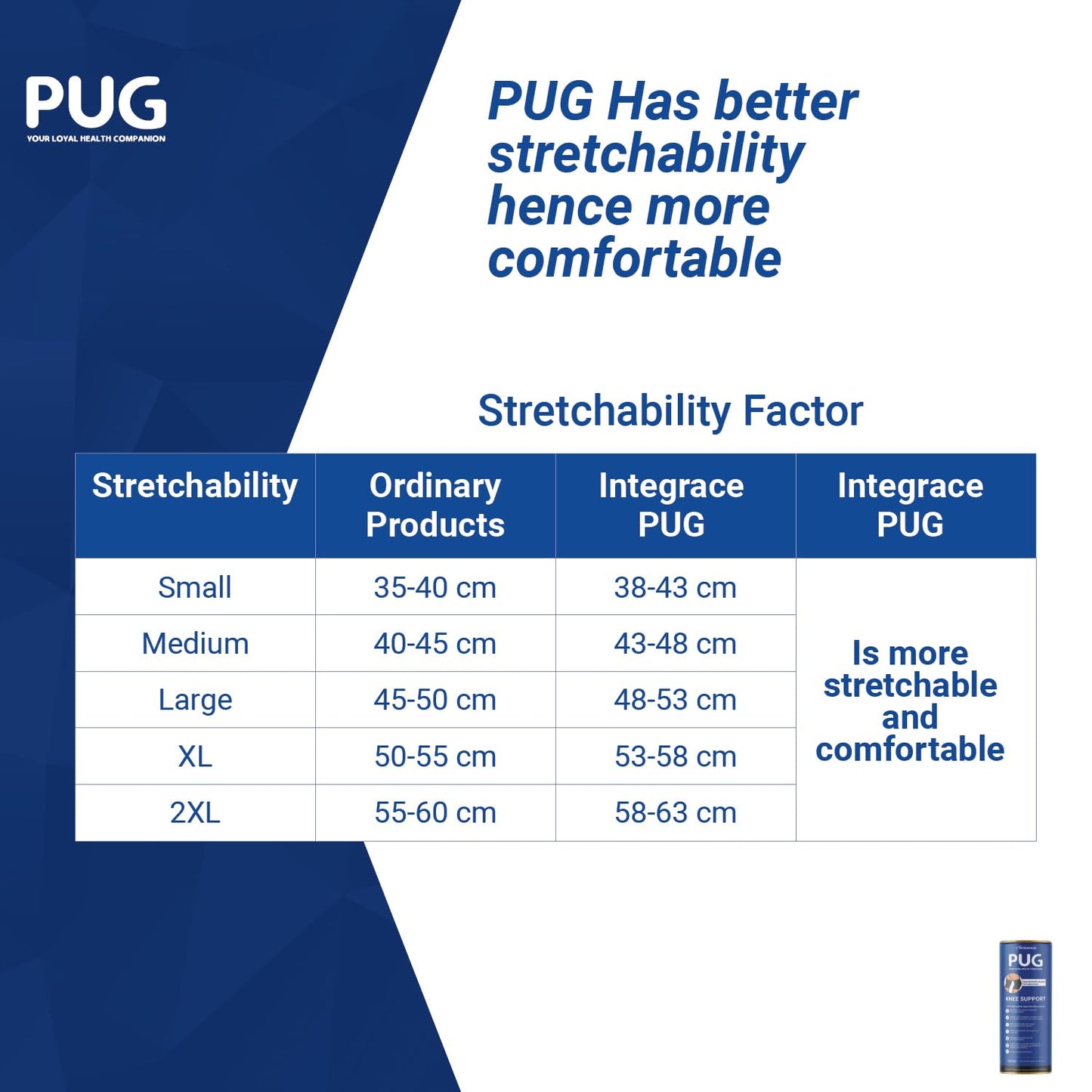 PUG முழங்கால் ஆதரவு 1 ஜோடி அளவு L பேக் 1