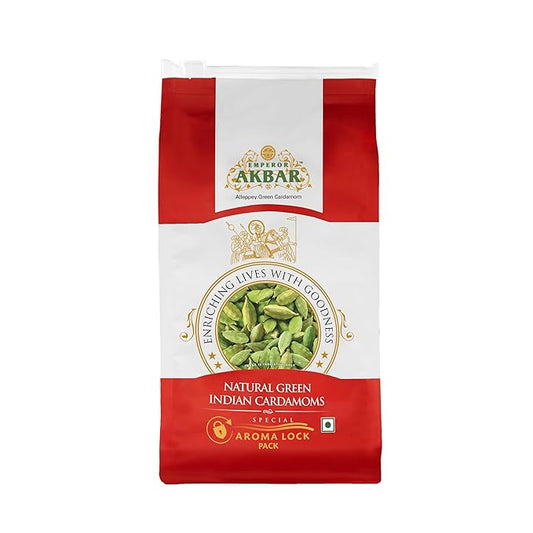 Emperor Akbar Alleppey Green 250g Whole Cardamom (Elaichi) Superior Aroma-lock Pack (Red Grade - 6 to 7mm)