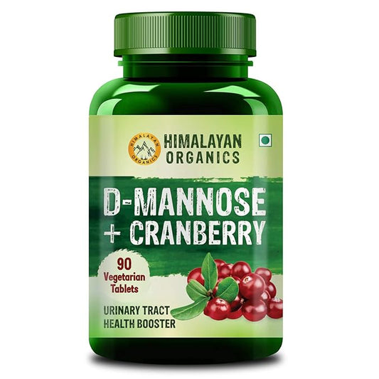 Himalayan Organics D-MANNOSE + CRANBERRY Antioxidant Rich Supplement for Kidney Health | Useful for Bladder Infections & UTI | For Mens And Womens- 90 Tablets