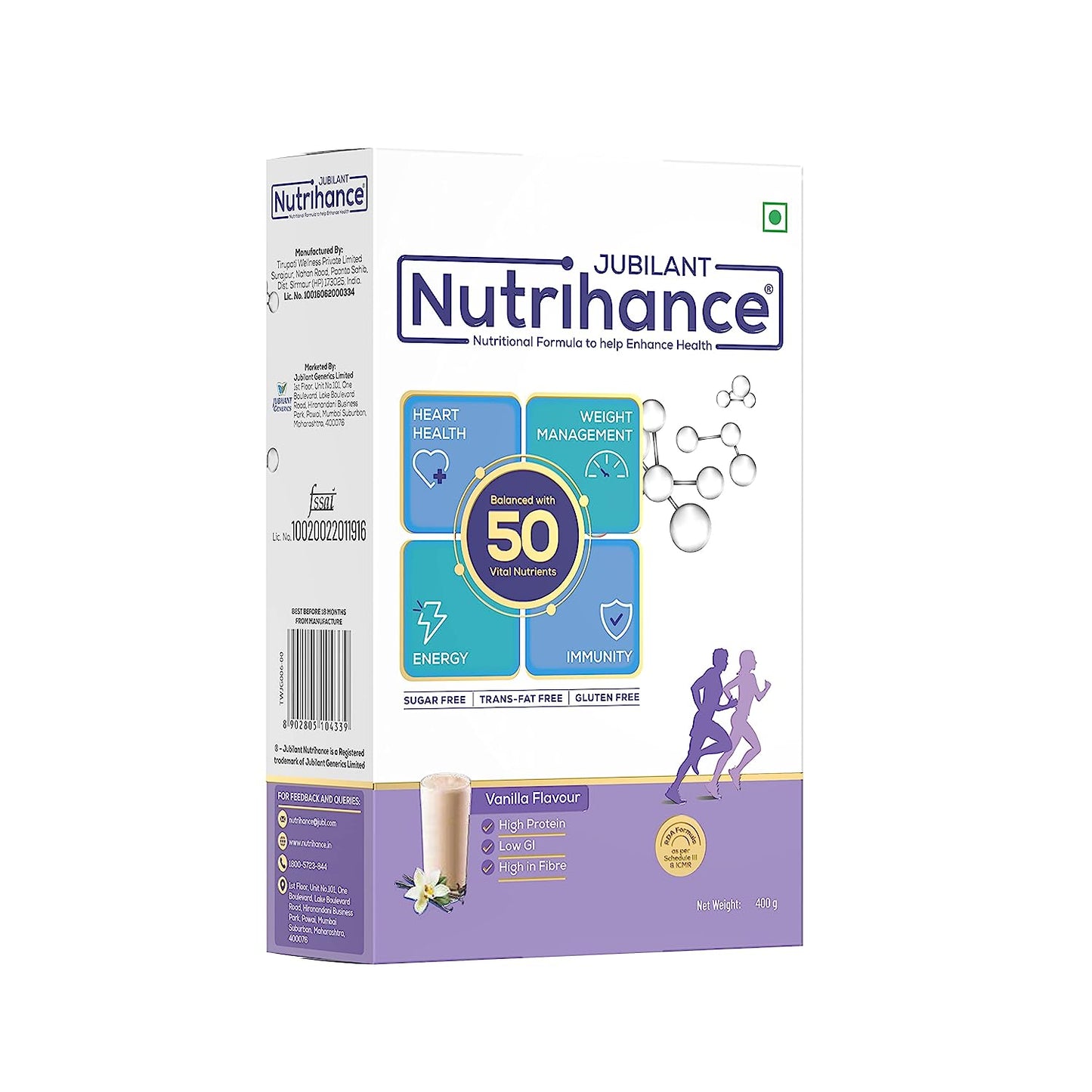 JUBILANT Nutrihance Nutritional Formula help Enhance Health  Vanilla Flavor  400 gm Nutrition Drink (400 g  Vanillla Flavored)