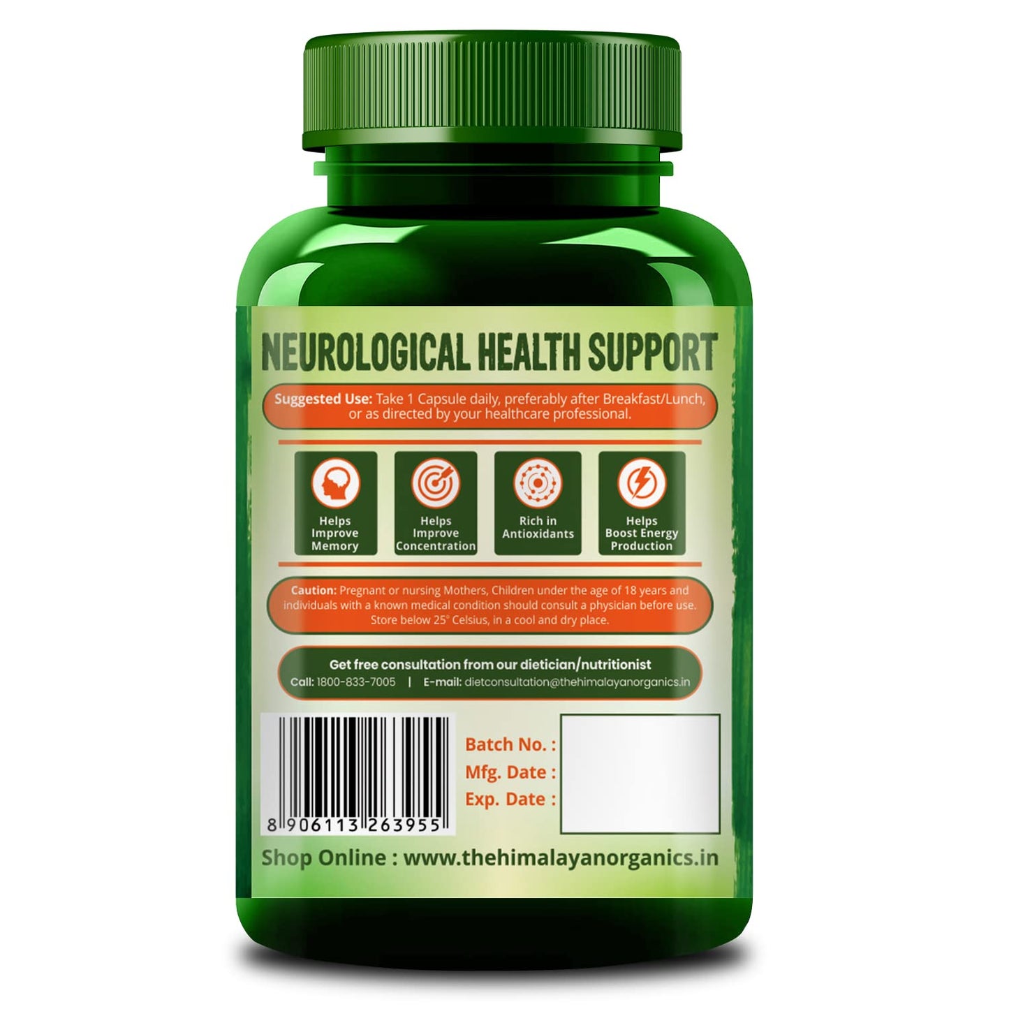 Himalayan Organics Plant-Based Vitamin B1 | Rich in Antioxidants | Supports Memory And Energy (120 Capsules)