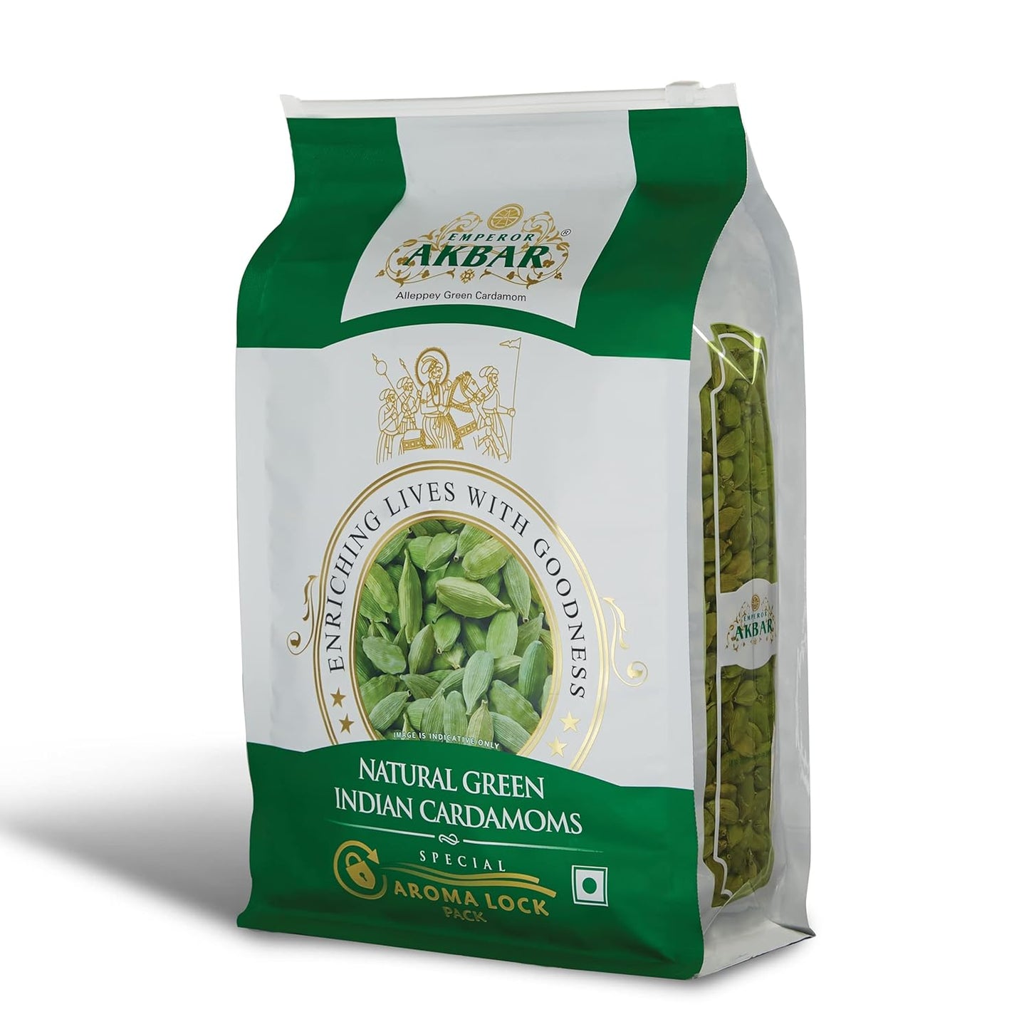 Emperor Akbar Alleppey Green 1kg Whole Cardamom (Elaichi) Superior Aroma-lock Pack (Green Grade  7 to 8mm)