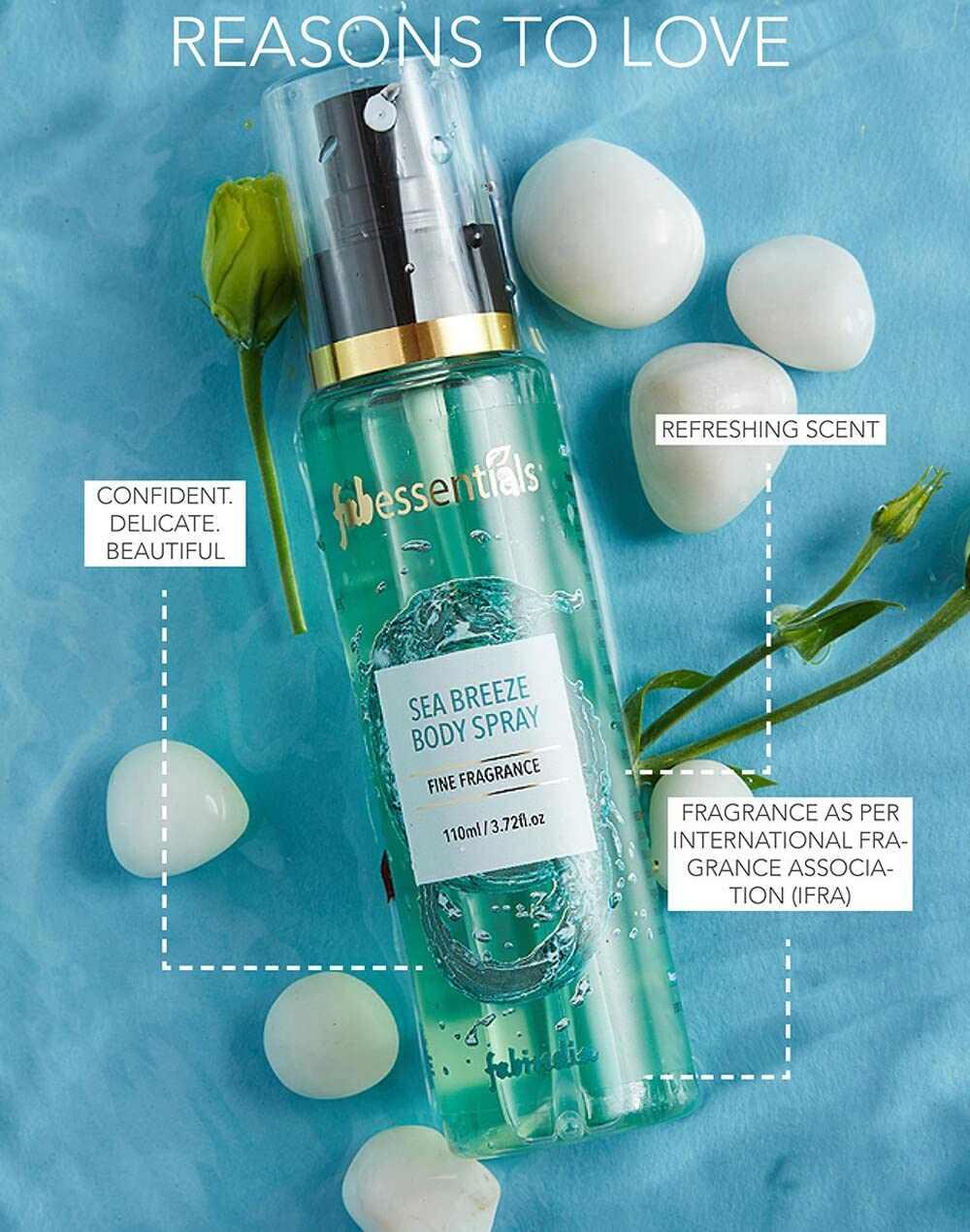 Fabessentials Sea Breeze Body Spray | Fine Fragrance for Refreshing Energising & Rejuvenating Skin All-Day Long - 110 ml